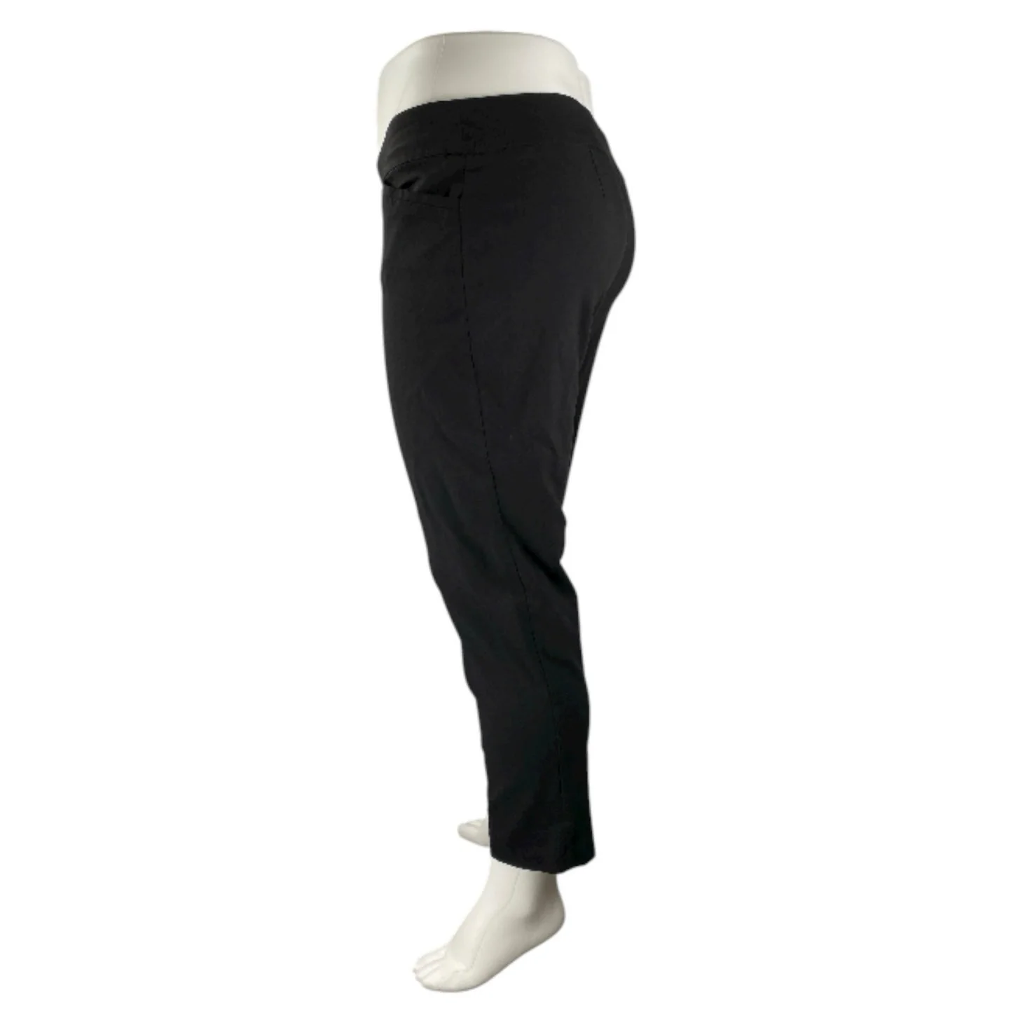 Terry & Sky Women's Black Pull On High Rise Elastic Straight Trousers Pants 1X - Image 2