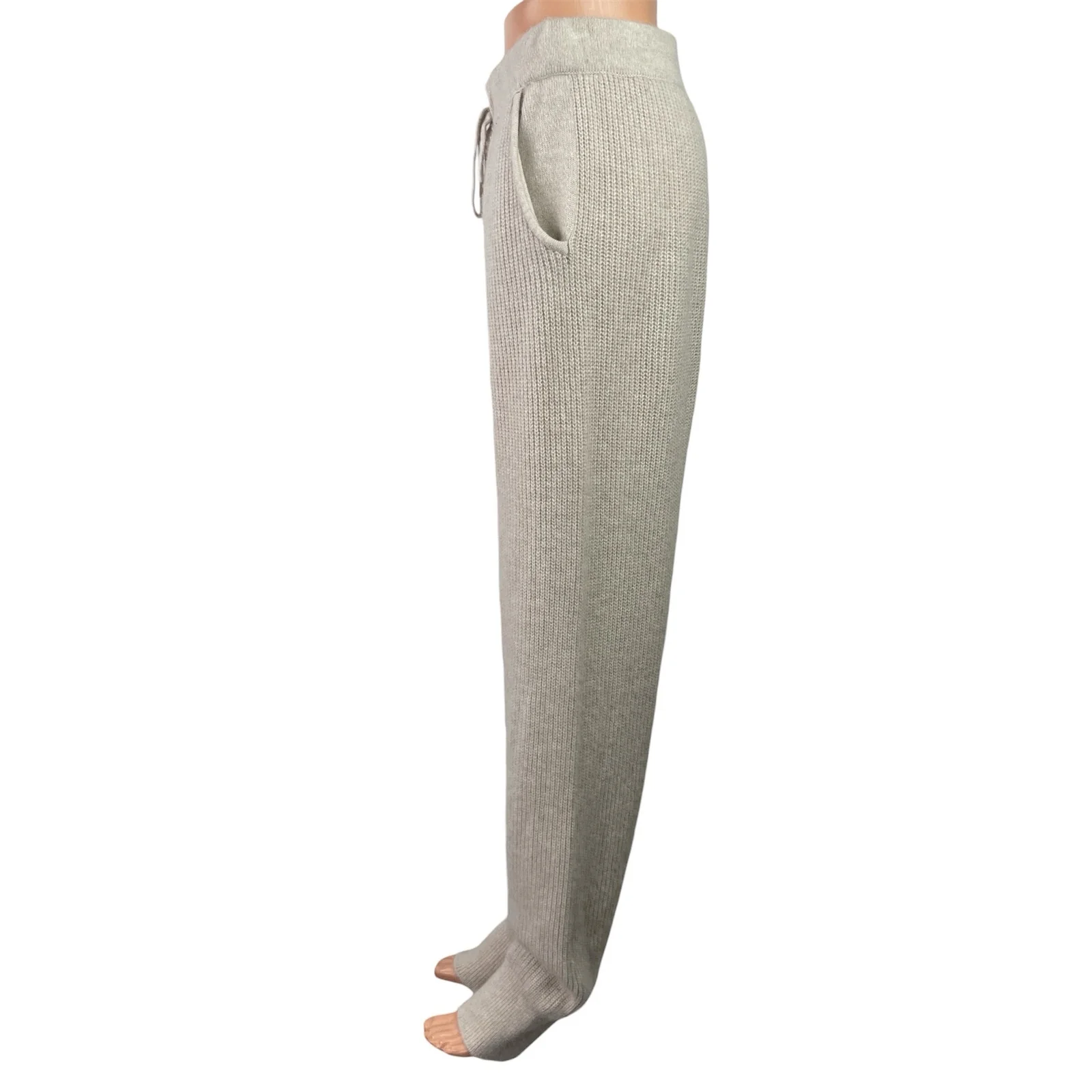 The Cashmere Project 100% Cashmere Beige Tapered Lounge Trousers Jogger Pants S - Image 2
