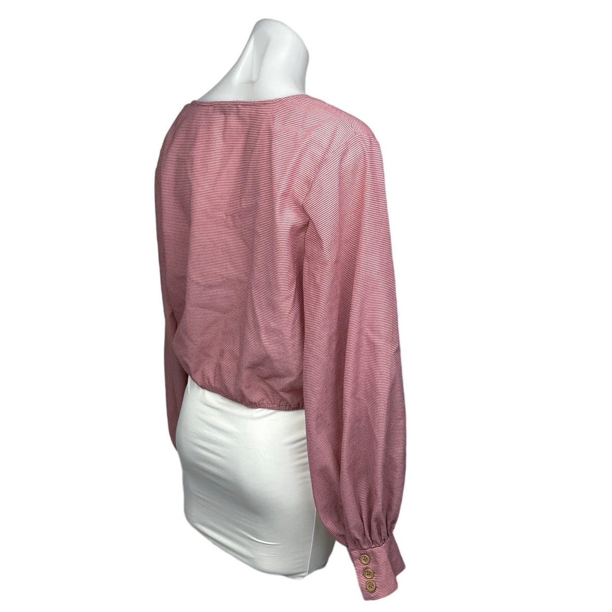 The East Order Pink Pinstripe Button Front Square Neck Long Sleeve Blouse Top XL - Image 3