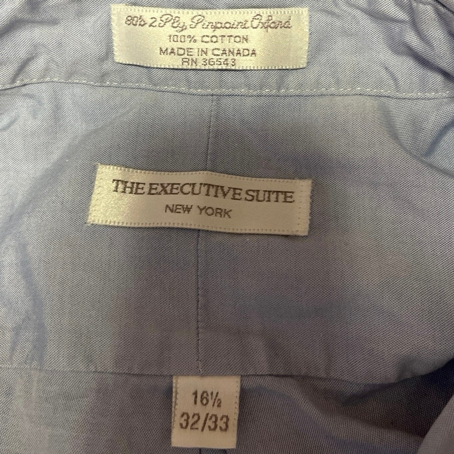 The Executive Suite Men's Blue Pocket Long Sleeve Button Down Shirt Top 16 1/2 - Image 3
