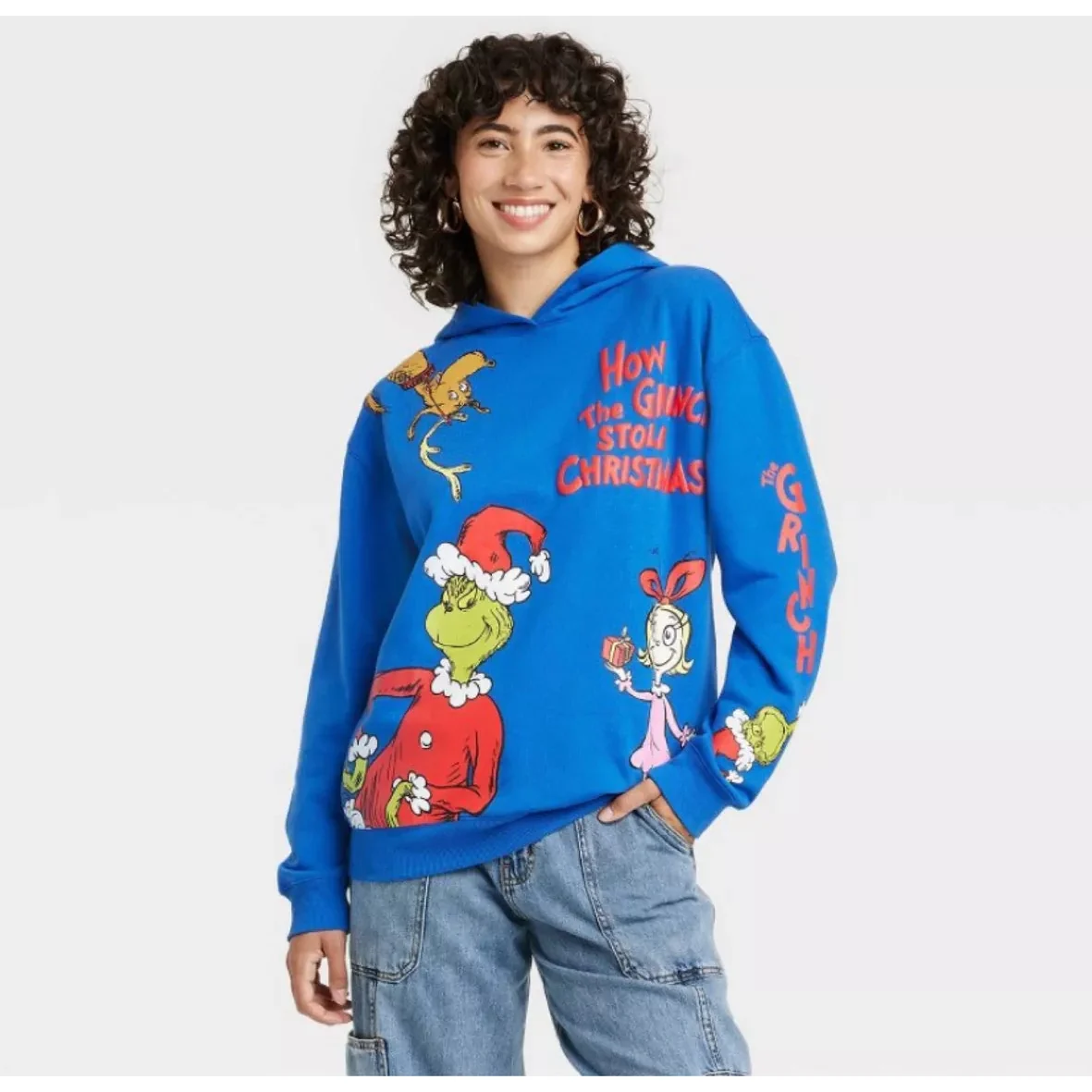 The Grinch Dr. Seuss Women's Blue Graphic Print Hoodie Hooded Sweatshirt Top M - Image 3