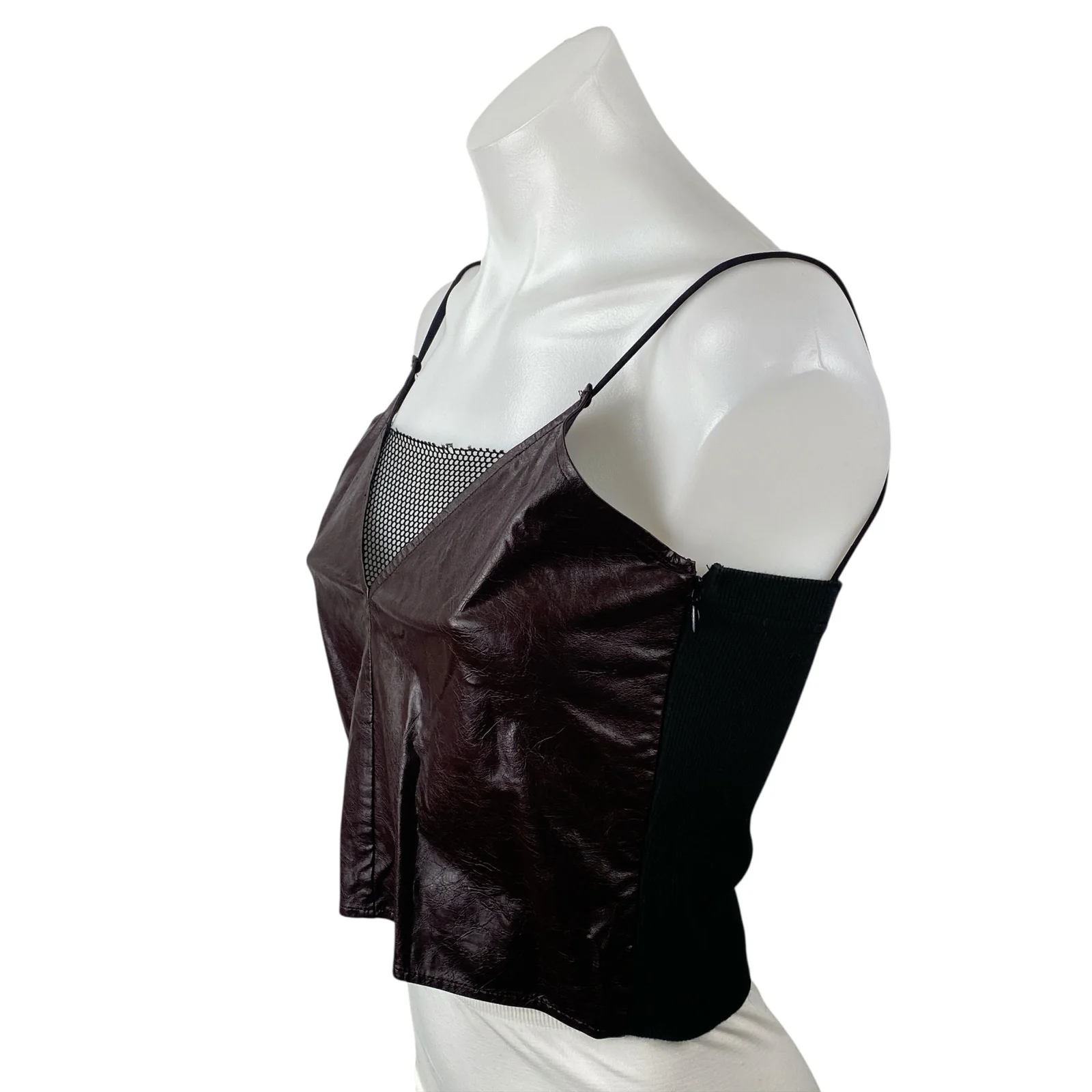 The Ilma Ilinor Women's Faux Vegan Leather Sleeveless V Neck Camisole Tank Top S - Image 3