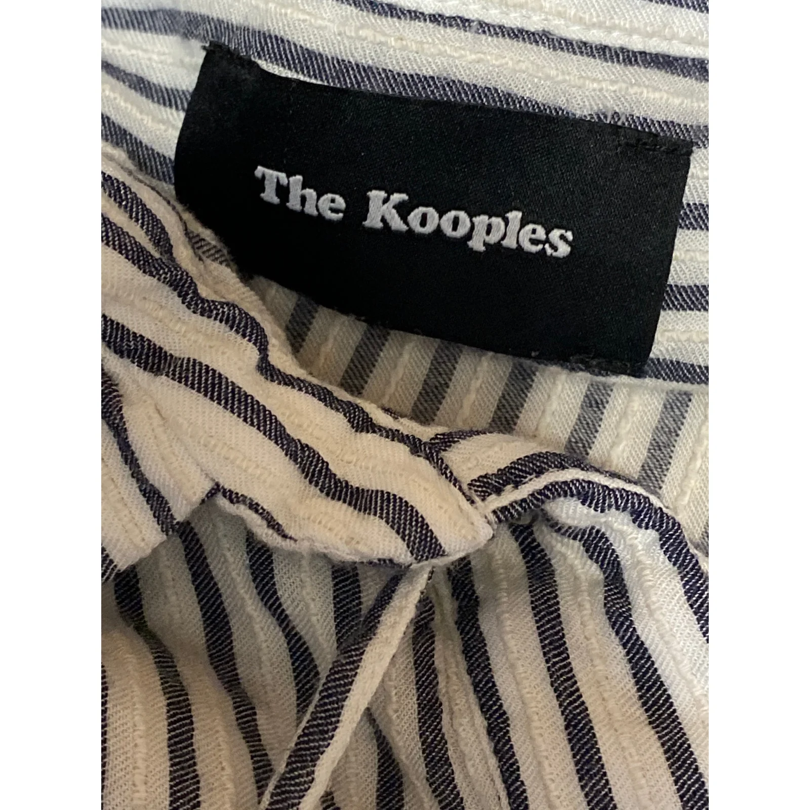 The Kooples Black White Striped Collared Tie Neck Long Sleeve Shirt Blouse Top 3 - Image 5