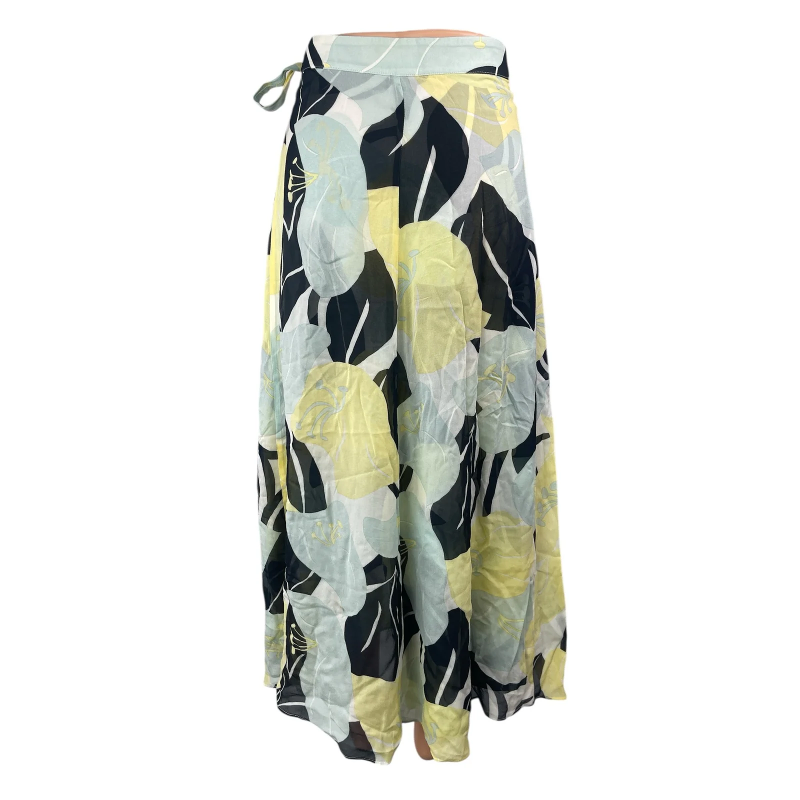 The Koopless Multicolor Hibiscus Floral Ruffle Midi Hi-Low A-Line Wrap Skirt 0 - Image 2