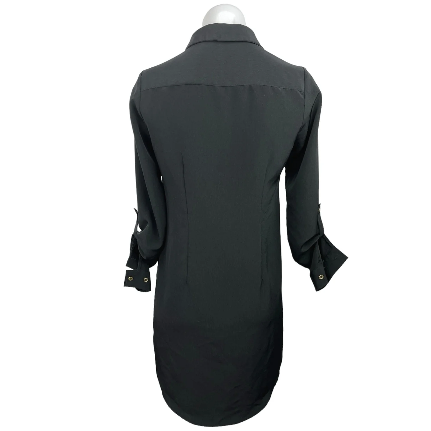 The Limited Ashton Black Collared Roll Tab Long Sleeve Casual Shirt Dress Sz XS - Image 2