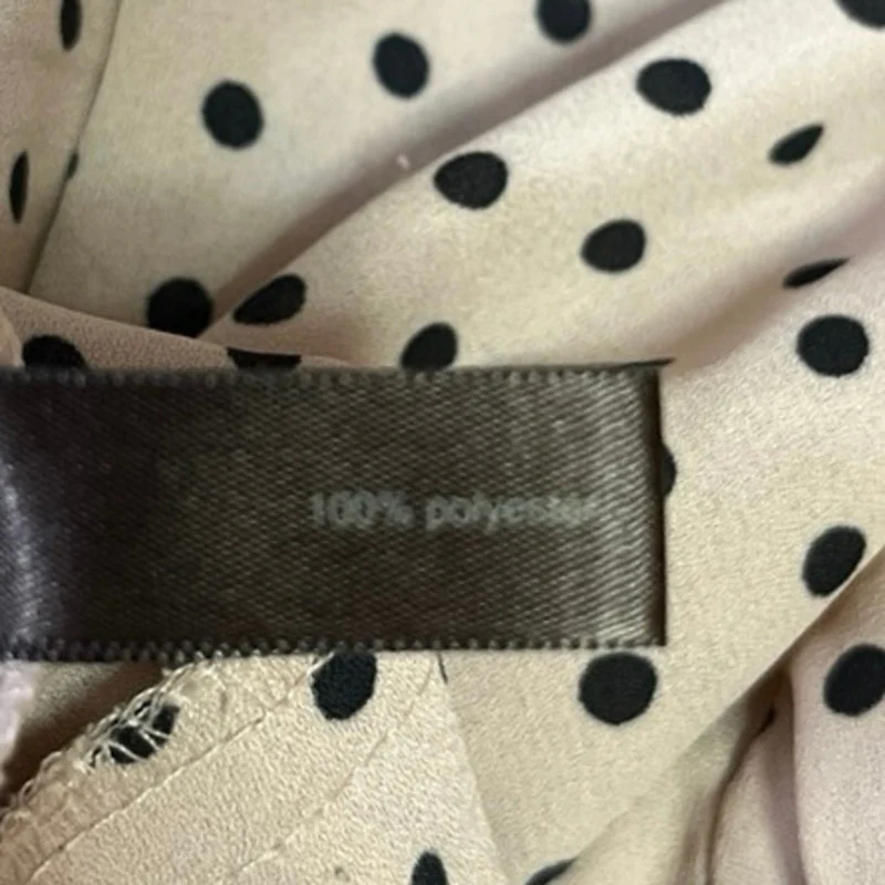 The Limited Beige Tan Polka Dots Tie Neck Bow 3/4 Sleeve Career Blouse Top Sz XS - Image 4