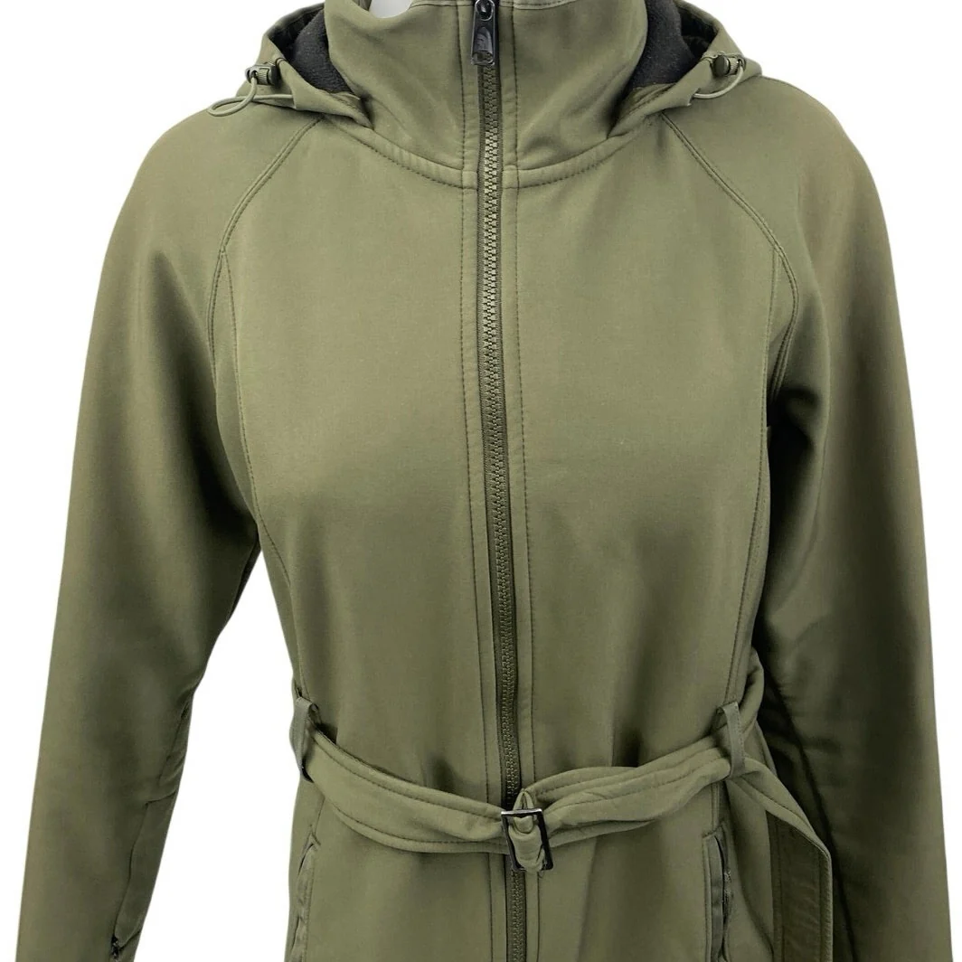 The North Face Apex Bionic Green Hoodie Hooded Tie Waist Trench Coat Jacket Sz S - Image 3