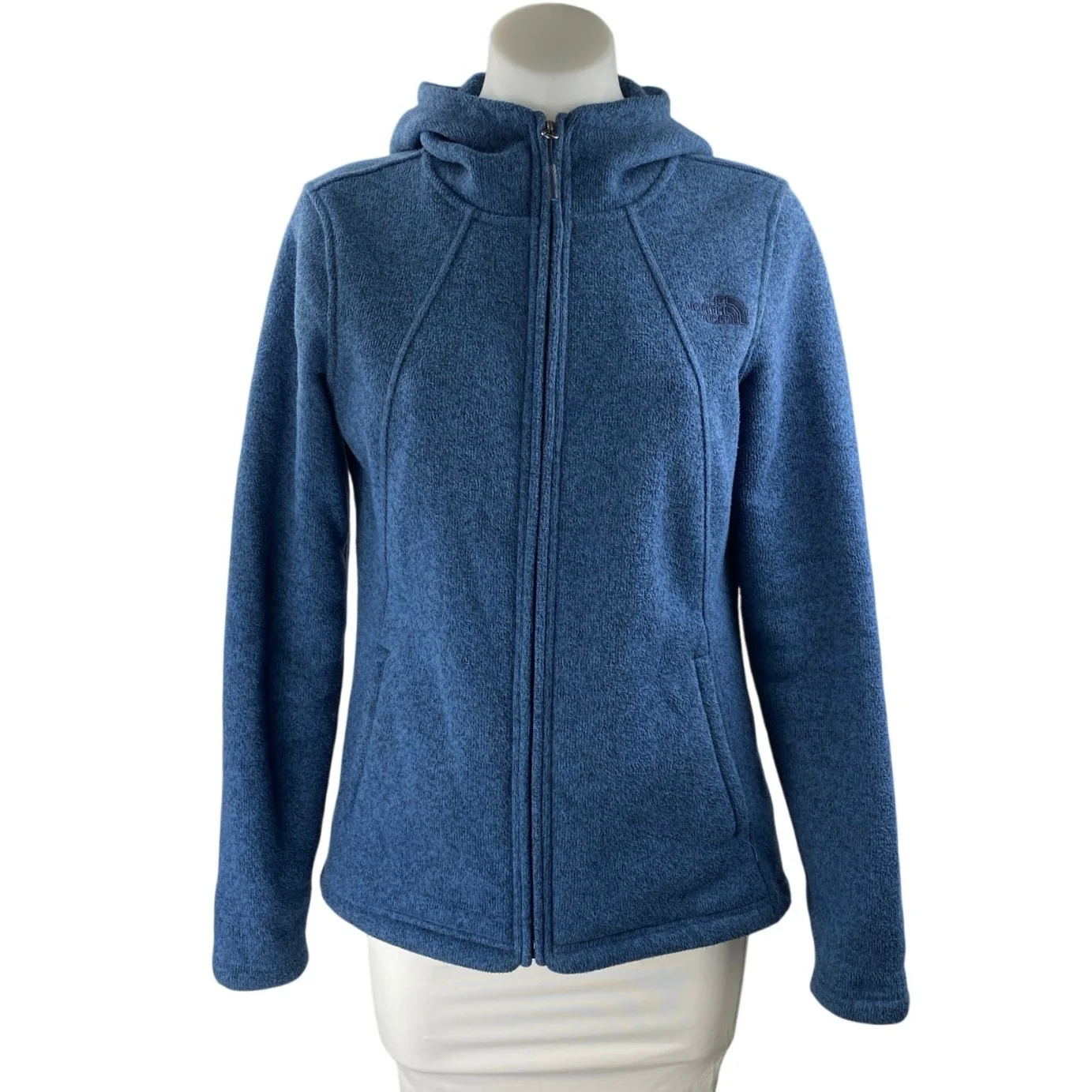 The North Face Crescent Women's Blue Fleece Full-Zip Hooded Hoodie Jacket Size S