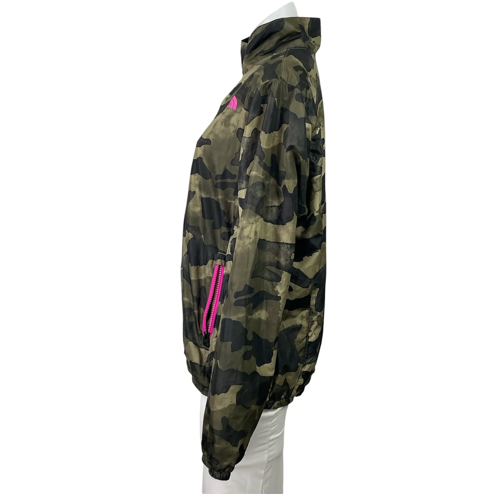 The North Face Green Camo Camouflage Zip Up Long Sleeve Windbreaker Jacket L - Image 2