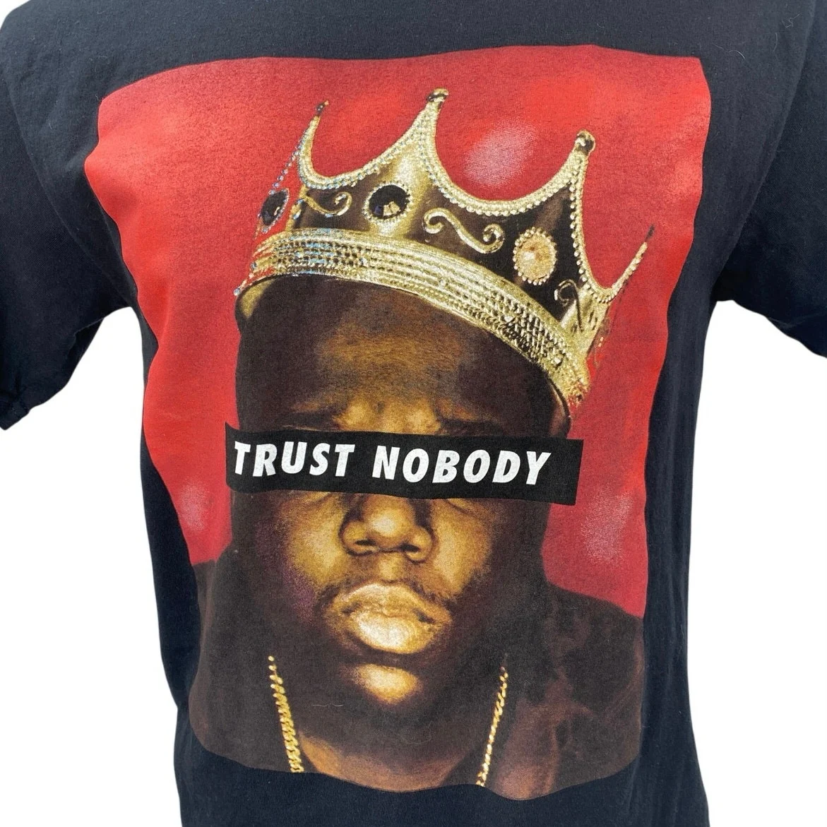 The Notorious B.I.G. Biggie Trust Nobody Men's Black Graphic Tee T-Shirt Top S/M - Image 3