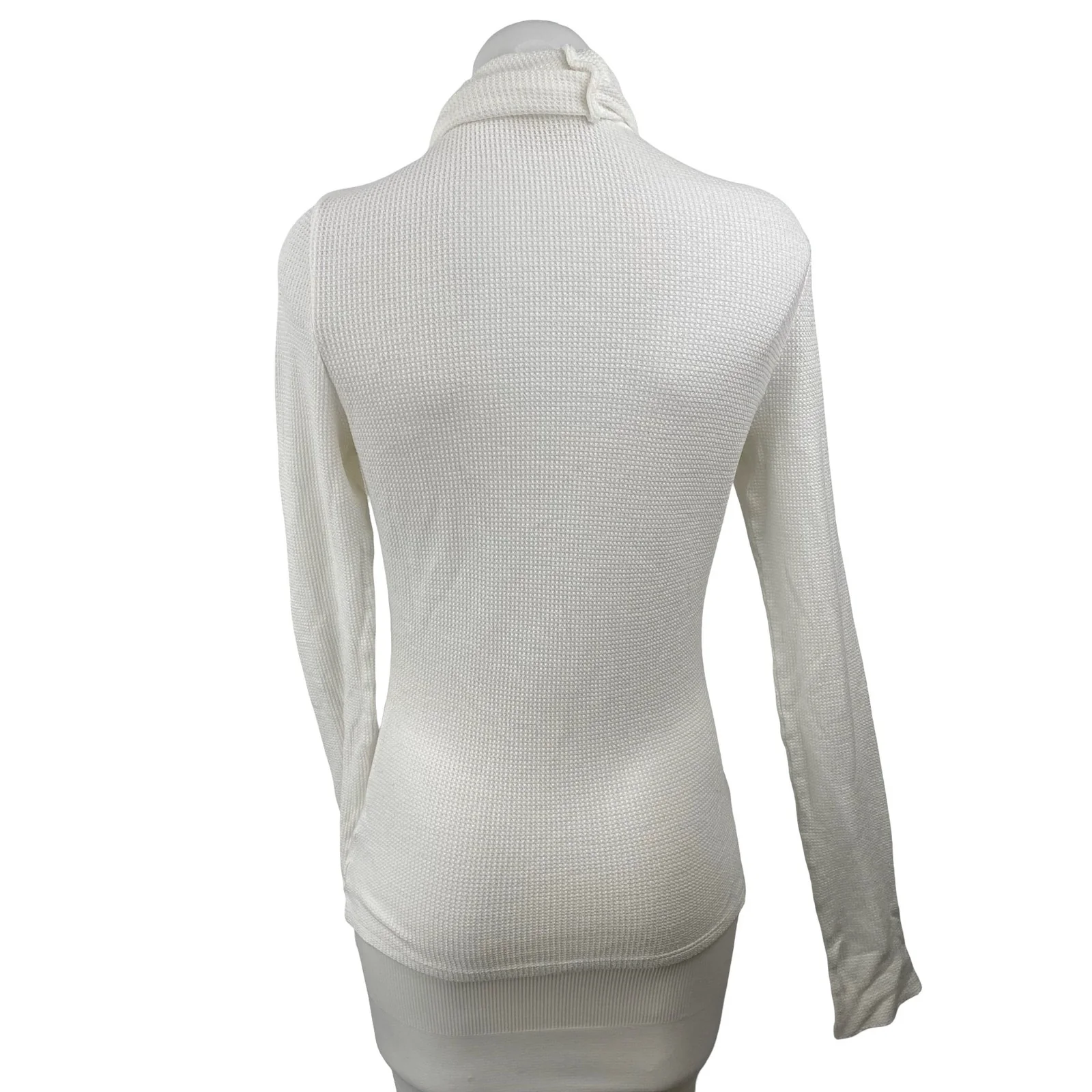 The Range Womens White Turtleneck Long Sleeve Waffle Knit Thermal Sweater Top XS - Image 4