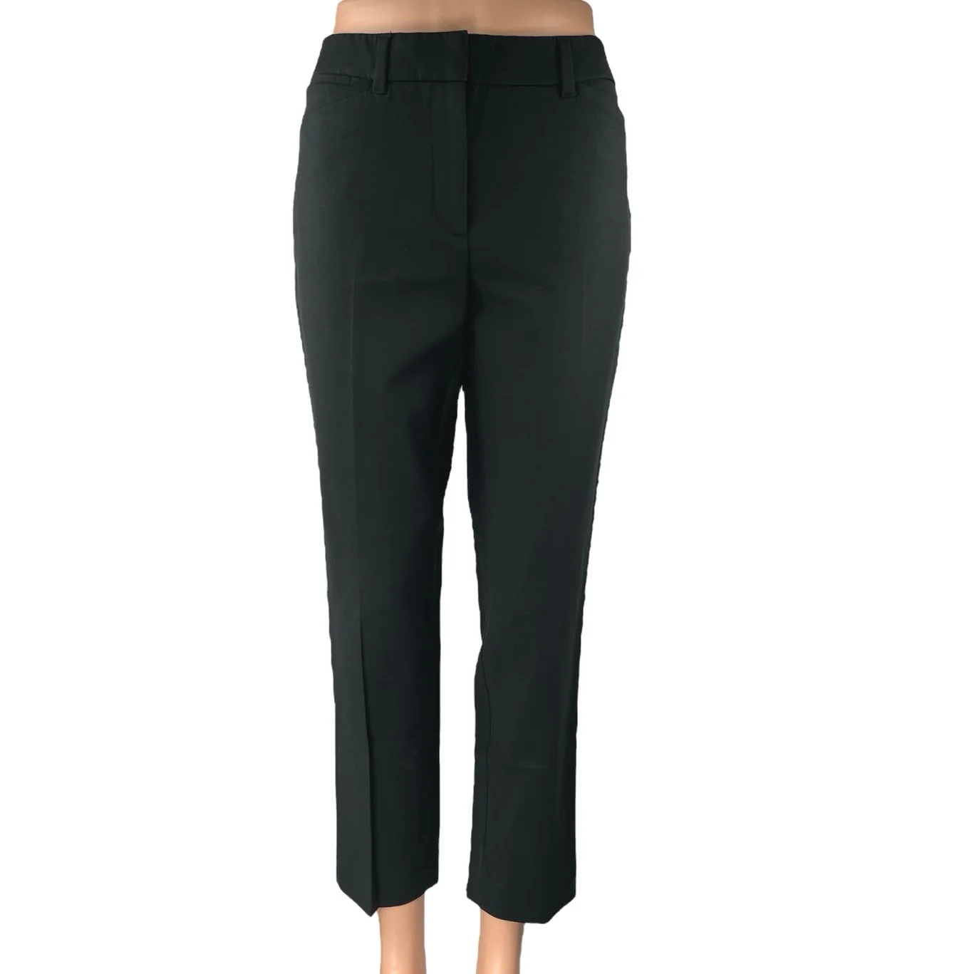 The Slim Women's Black Straight Leg Mid Rise Ankle Trousers Dress Pants Size 4