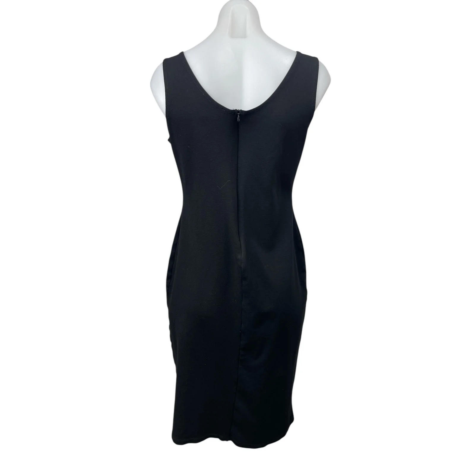 The Vanity Room Womens Black Scoop Neck Sleeveless Slit Midi Tank Sheath Dress L - Image 2