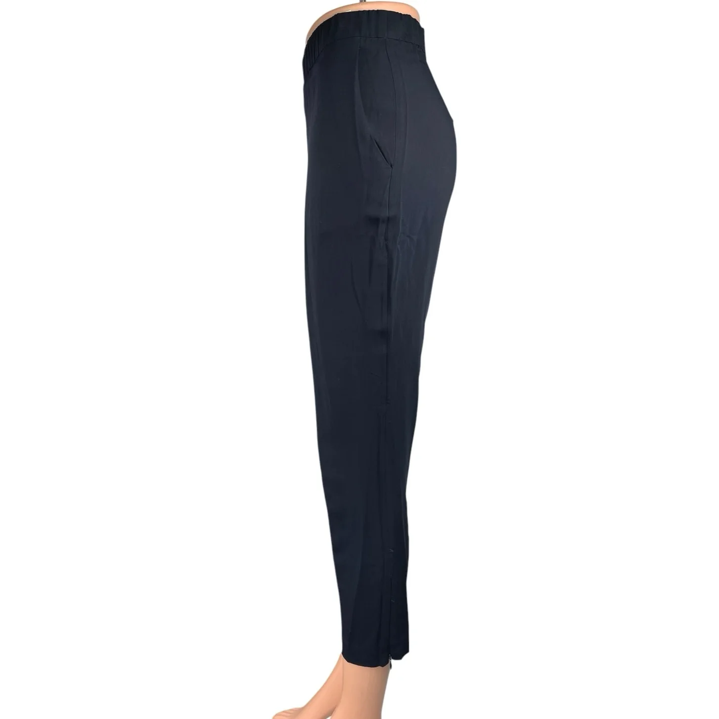 Theory Black Mid Rise Skinny Elastic Waist Pull On Crop Trousers Pants Size 2 - Image 2