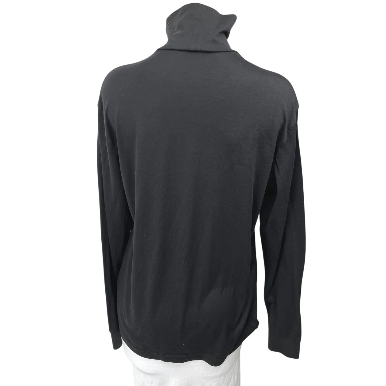 Theory Black Silk Turtleneck Foldover Long Sleeve Pullover Sweater Top Size L - Image 2