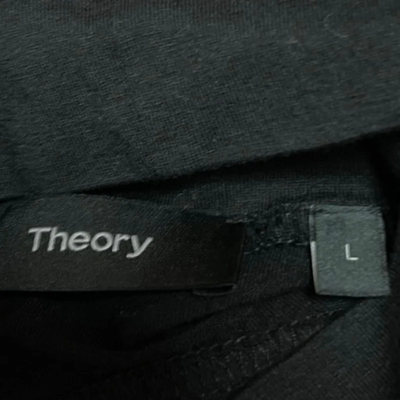 Theory Black Silk Turtleneck Foldover Long Sleeve Pullover Sweater Top Size L - Image 4