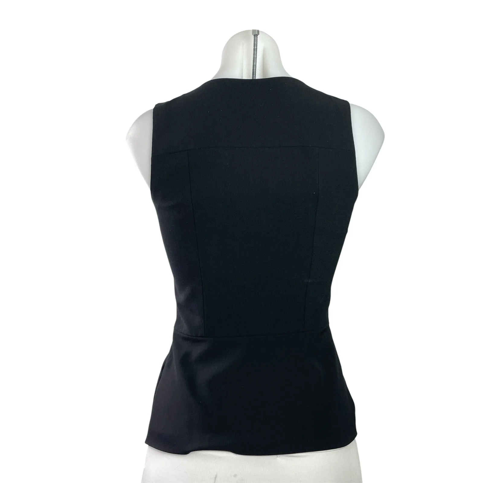 Theory Etia Women's Black Wool Sleeveless Peplum Round V Neck Casual Tank Top P - Image 3