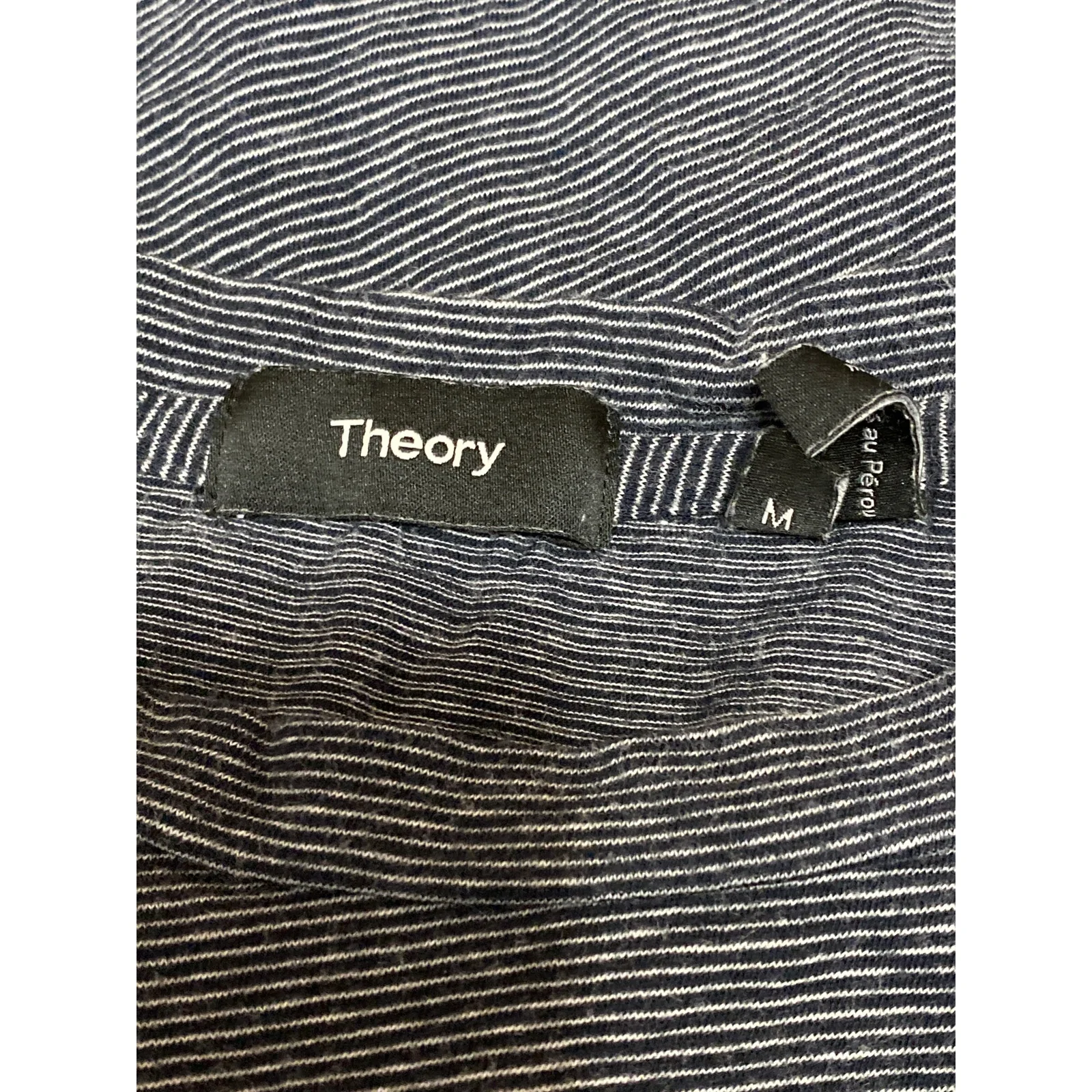 Theory Men's Black Striped Short Sleeve Crew Neck Basic T Shirt Tee Top Size M - Image 5