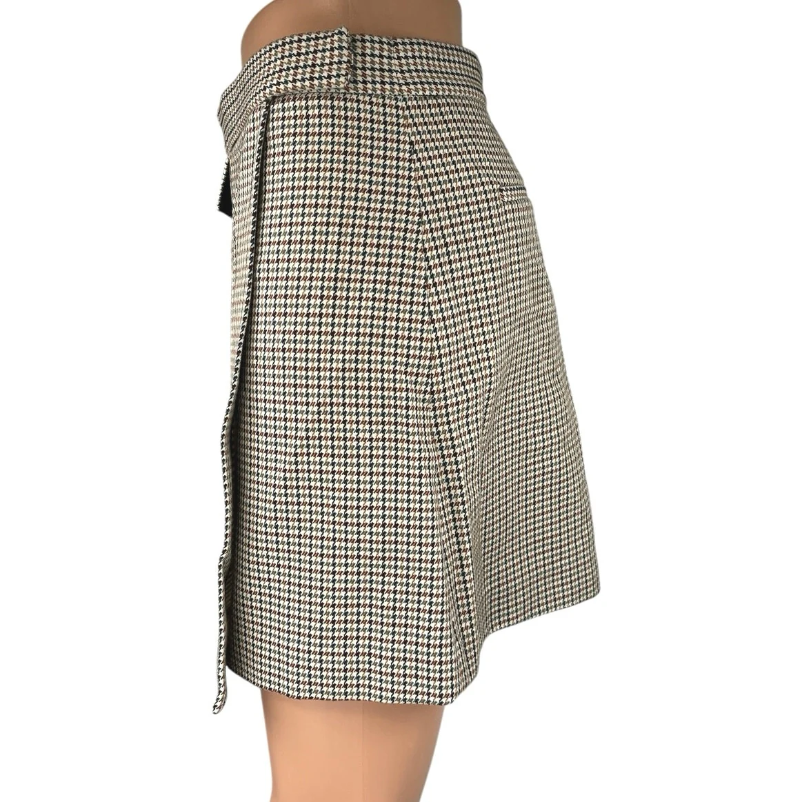 Theory Multicolor Wool Snap Tab Fremont Plaid Check Wrap Mini A-line Skirt Sz 2 - Image 2