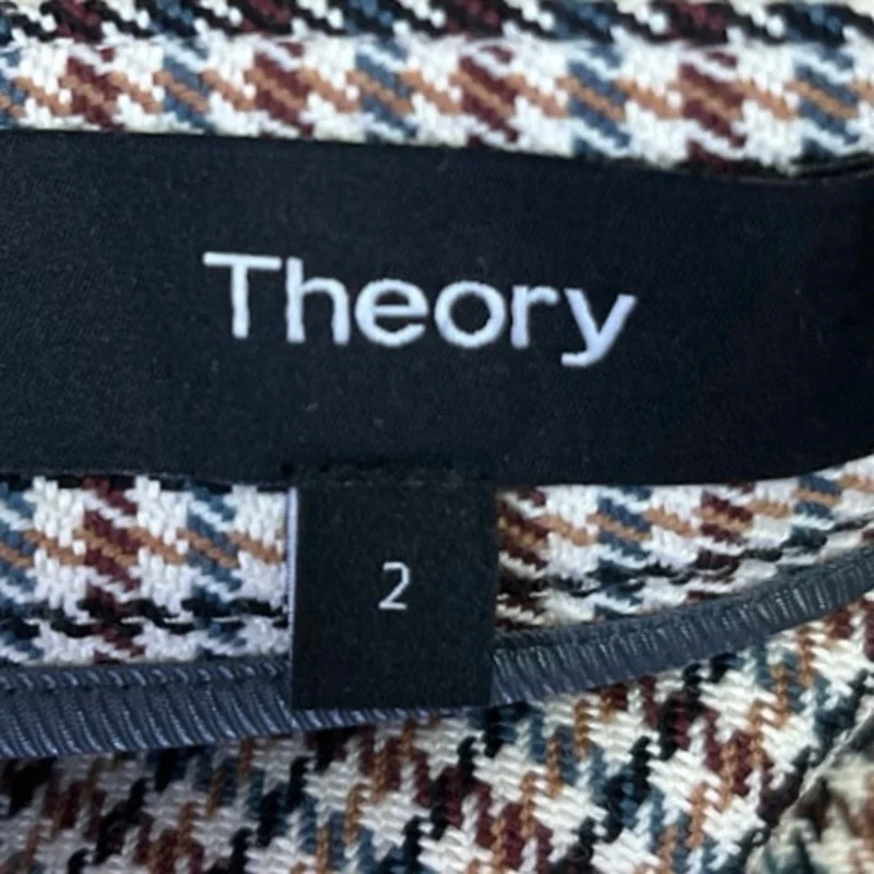 Theory Multicolor Wool Snap Tab Fremont Plaid Check Wrap Mini A-line Skirt Sz 2 - Image 4