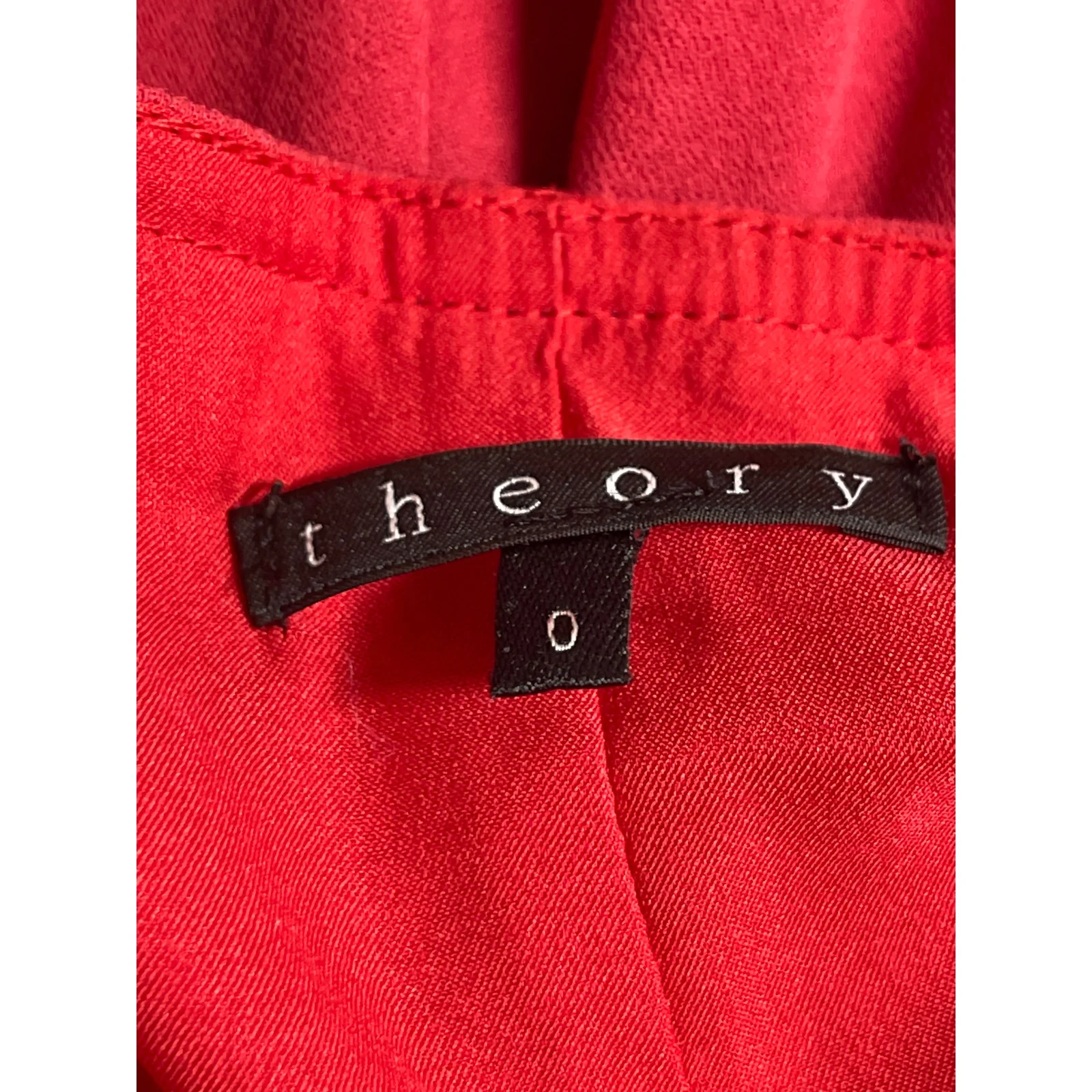 Theory Women's Red Sleeveless Notch V Neck Pocket Tank Sheath Mini Dress Size 0 - Image 3