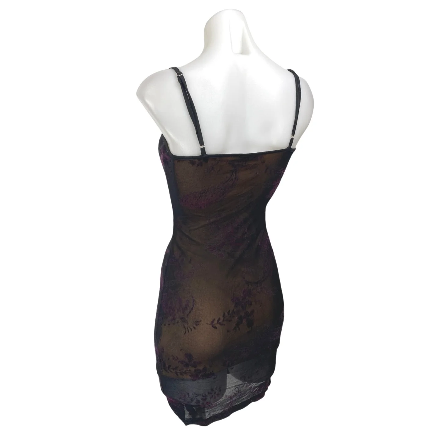 Tiger Mist Black Floral Paisley Jacquard Sleeveless Cami Mini Bodycon Dress S - Image 2