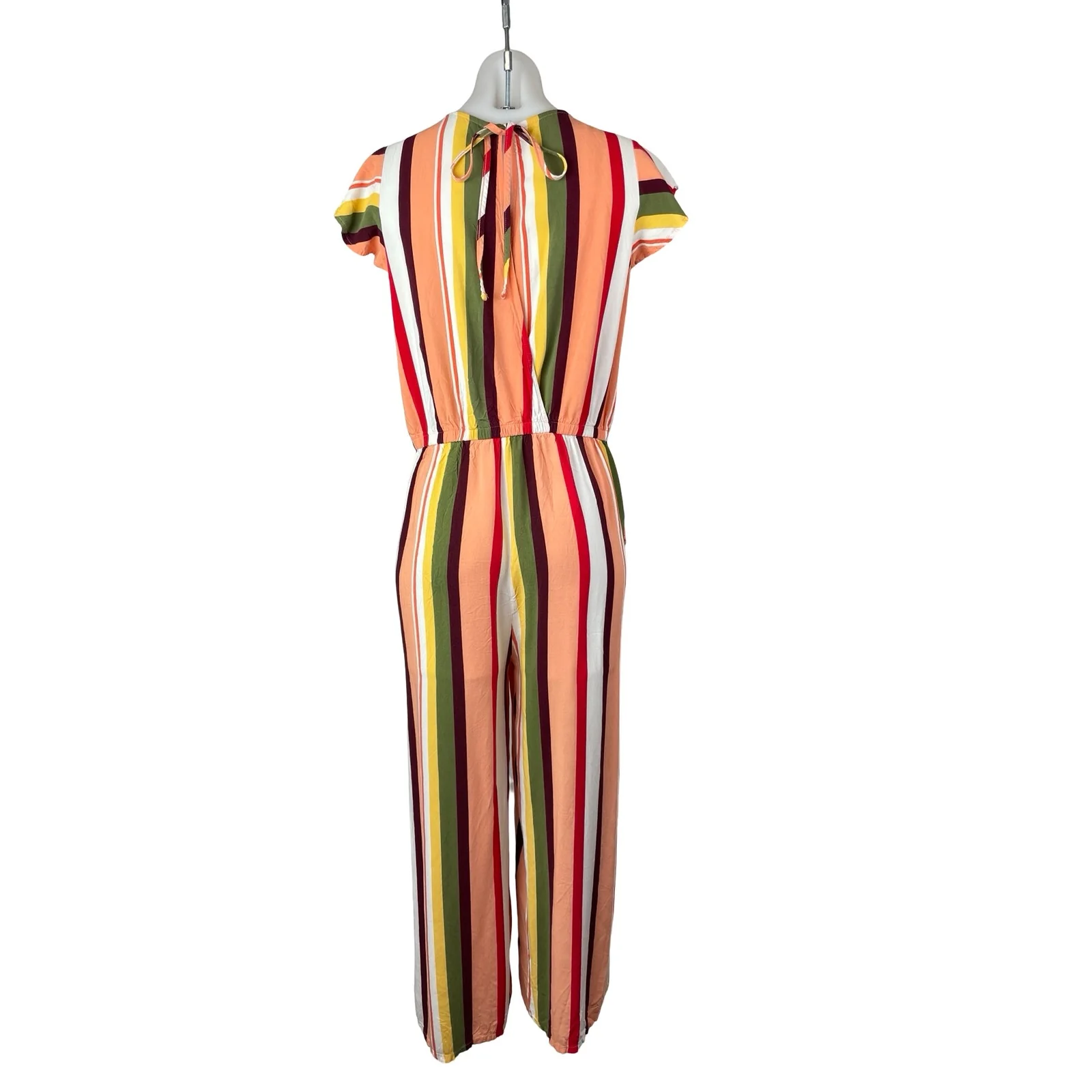 Time and Tru Women's Multicolor Striped Short Sleeve Wide Leg Jumpsuit Size S - Image 5