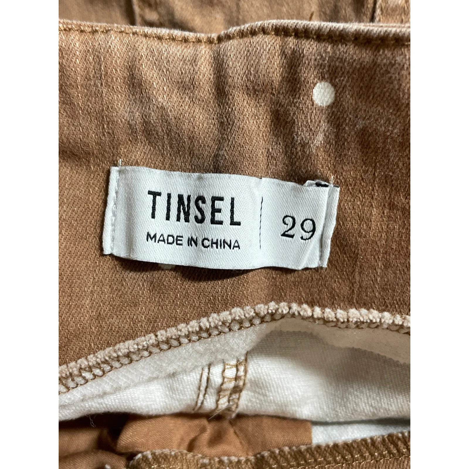 Tinsel Women's Brown Polka Dots High Rise Tie Belted Denim Jean Shorts Size 29 - Image 5