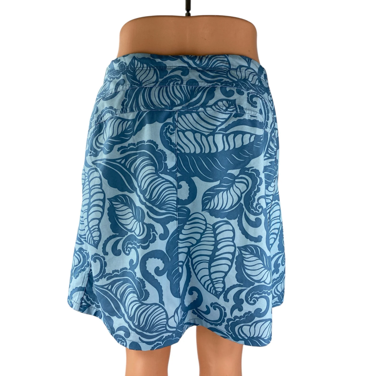 Title Nine Womens Blue Tropical Leaves Drawstring Mini Wrap A-Line Skort Skirt 4 - Image 2