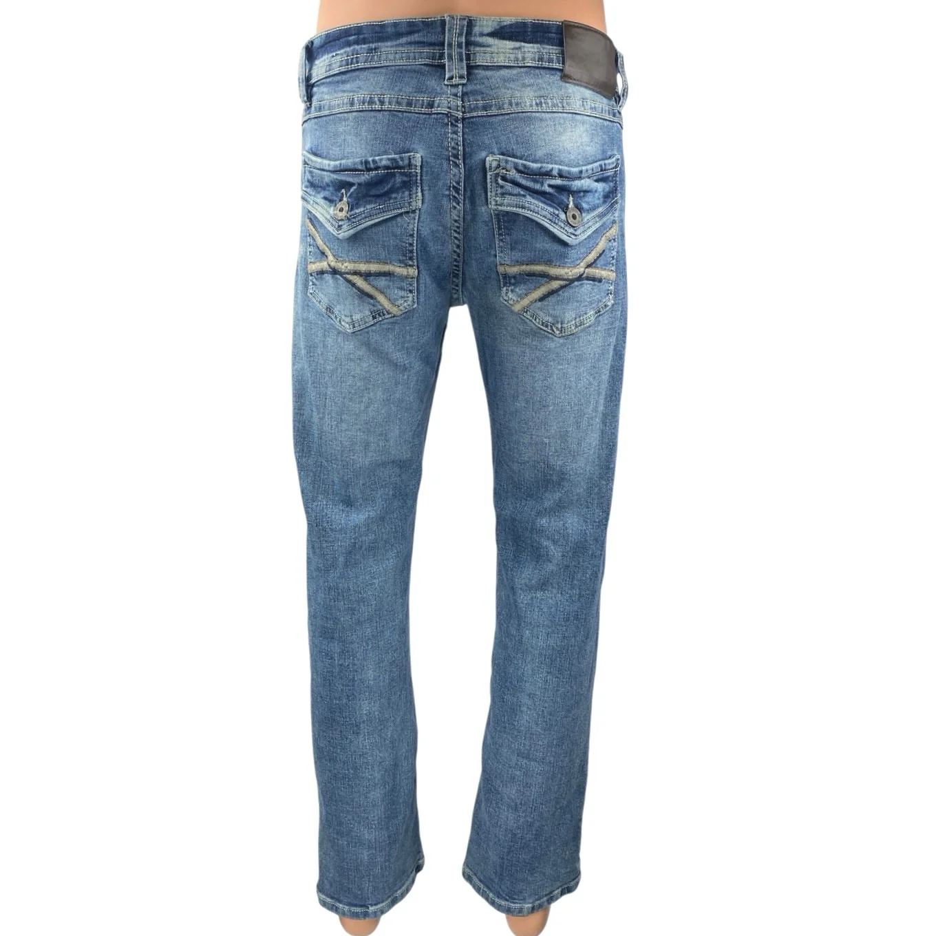 TK Axel Men's Blue Mid Rise Medium Wash Slim Bootcut Denim Jeans Size 32x32 - Image 3