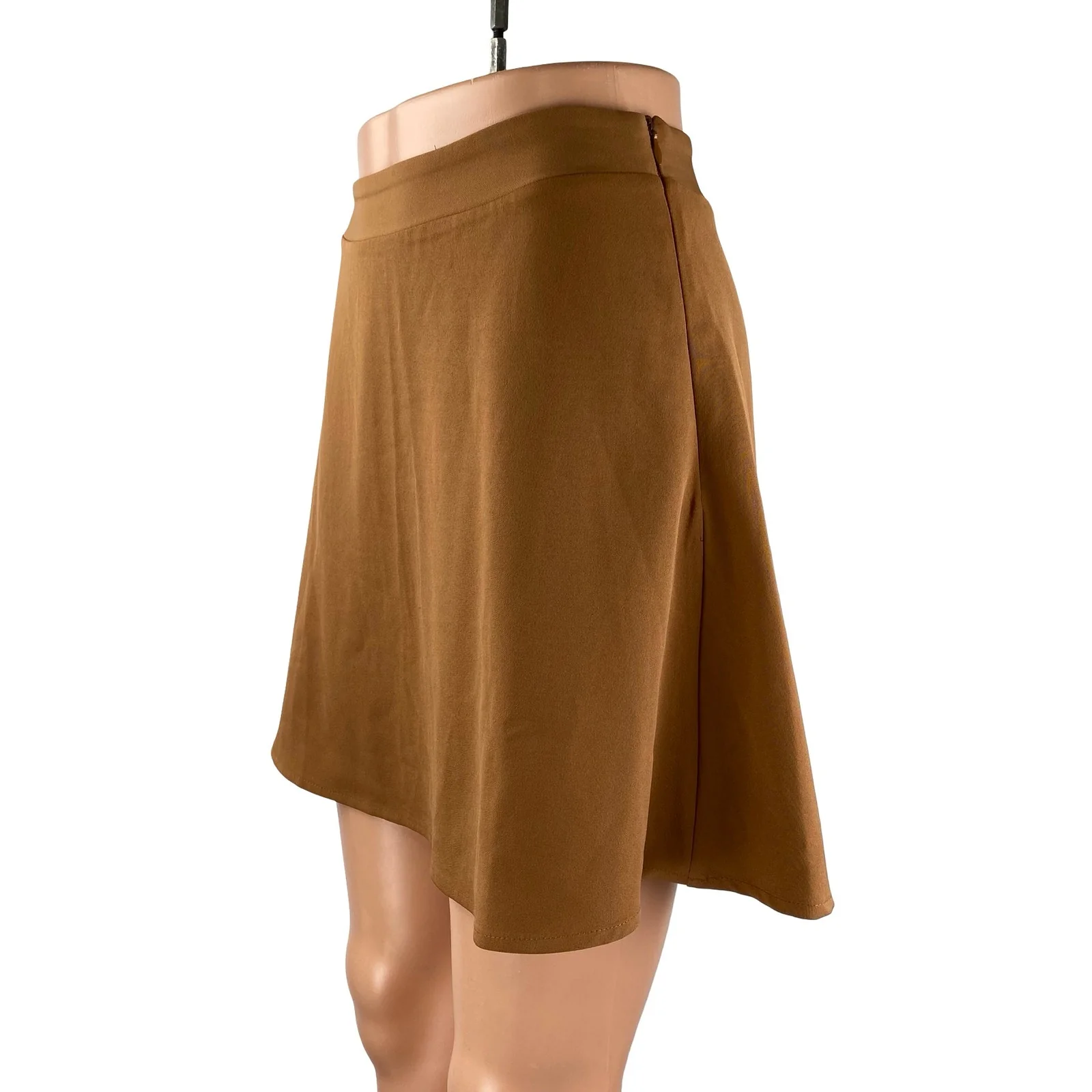Tobi Women's Brown High Rise Minimalist Sports Mini Skater Flare A-Line Skirt S - Image 2
