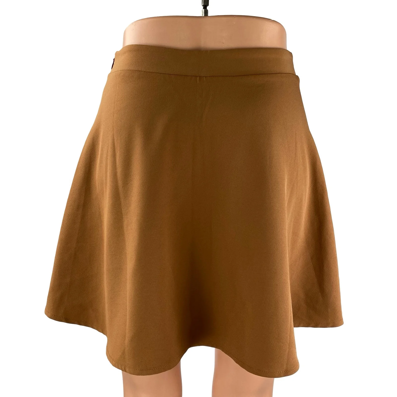 Tobi Women's Brown High Rise Minimalist Sports Mini Skater Flare A-Line Skirt S - Image 4