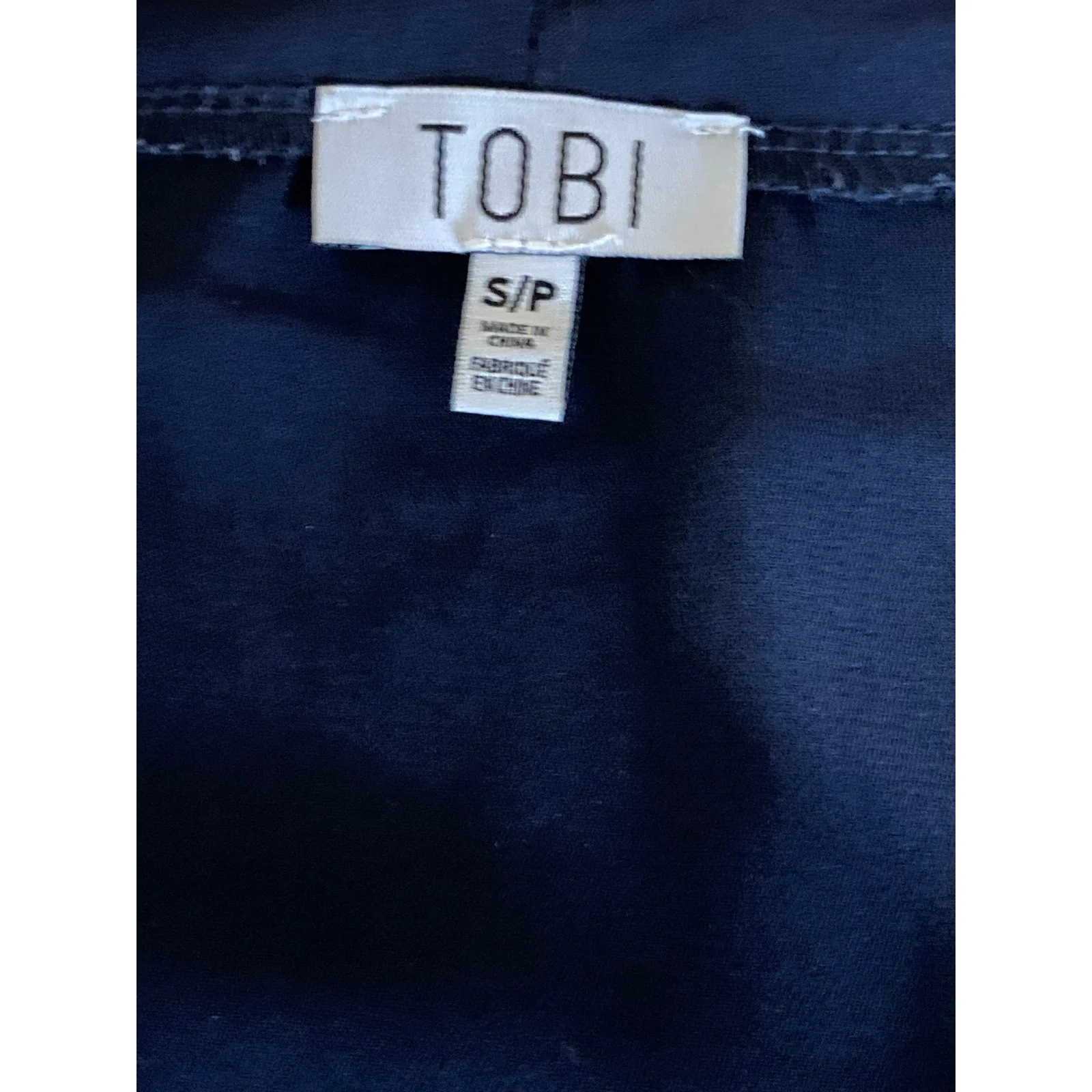 Tobi Women's Navy Blue V Neck Short Sleeve Tie Waist Midi A-Line Wrap Dress Sz S - Image 5
