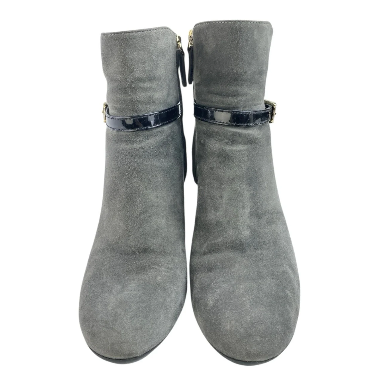 Tod's Women's Gray Suede Leather Block Heel Buckle Strap Ankle Boots 38.5 US 8 - Image 2