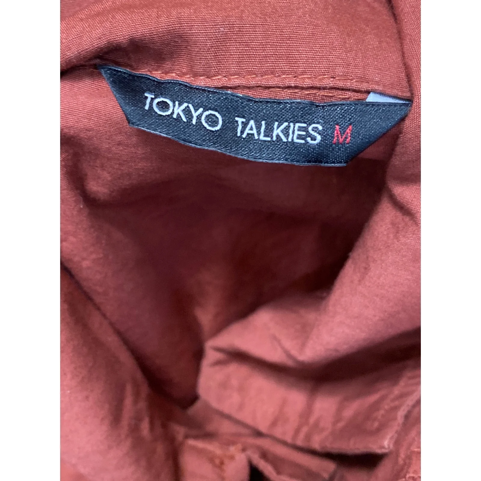 Tokyo Talkies Women's Brown Embroidered Floral Long Sleeve Button Up Shirt Top M - Image 7