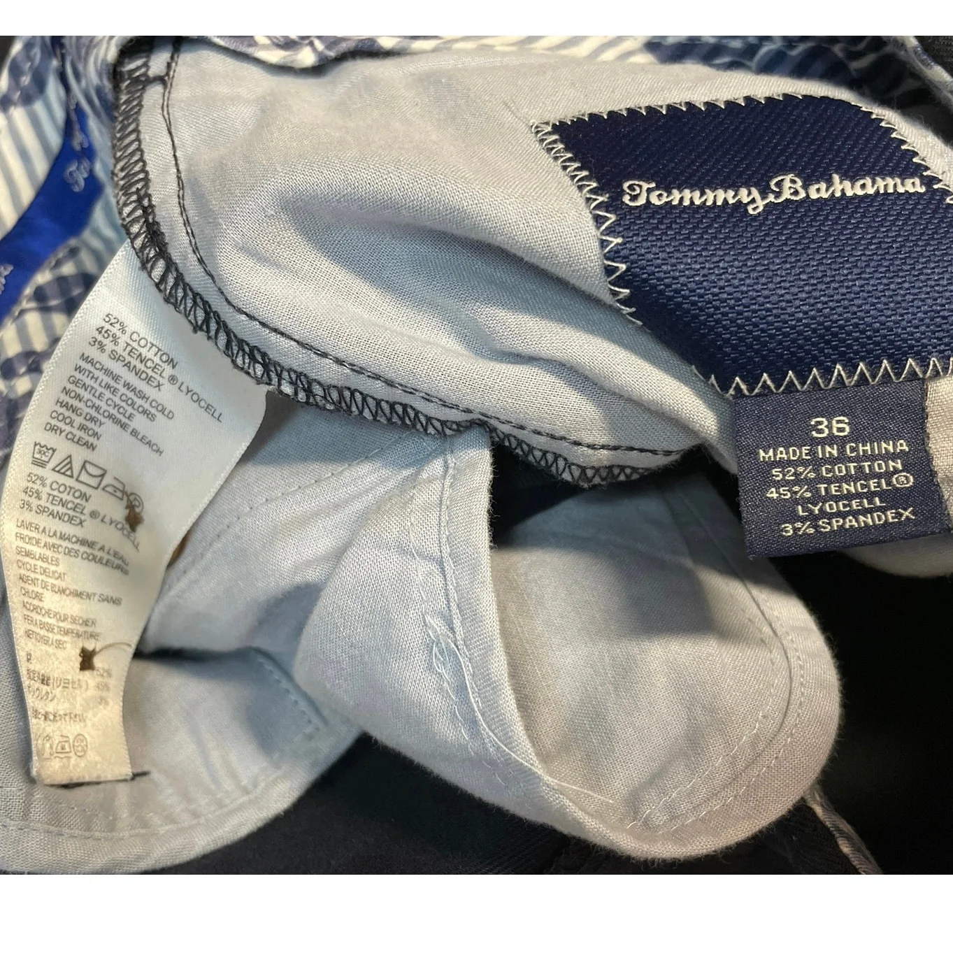 Tommy Bahama Men Black Mid Rise Straight Golf Chino Khaki Bermuda Shorts Size 36 - Image 4