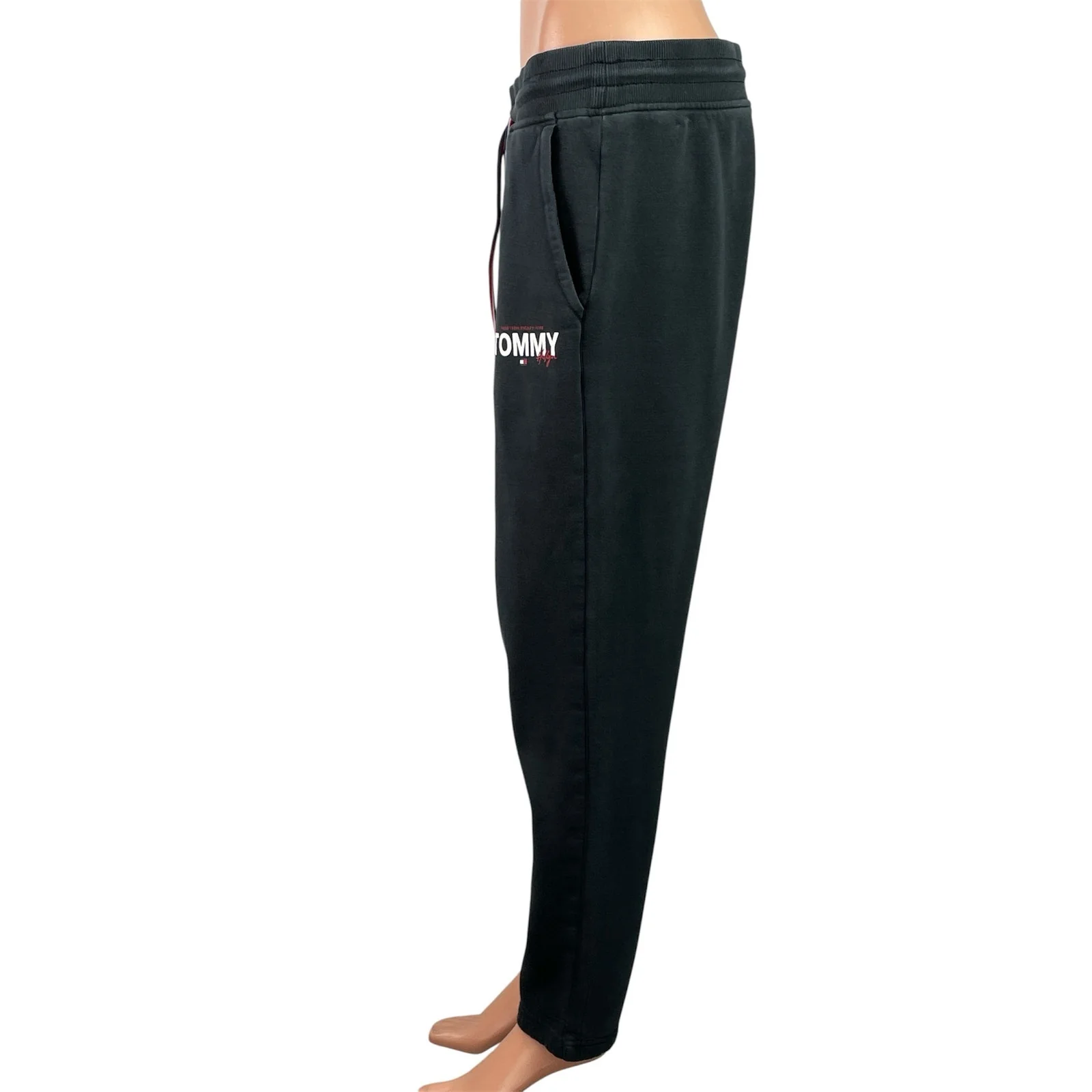 Tommy Hilfiger Black Elastic High Waist Tapered Straight Trousers Pants Size M - Image 2