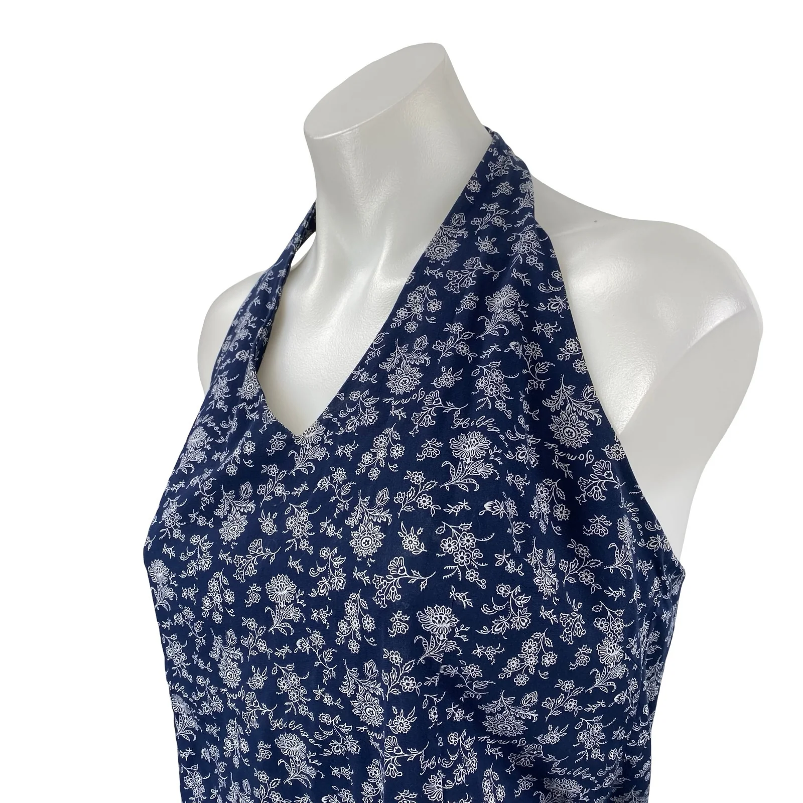 Tommy Hilfiger Blue Floral Halter V Neck Backless Sleeveless Mini Sheath Dress 8 - Image 3