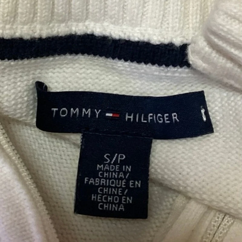 Tommy Hilfiger White Full Zip Knit Mock Neck Long Sleeve Sweater Jacket Top S - Image 4