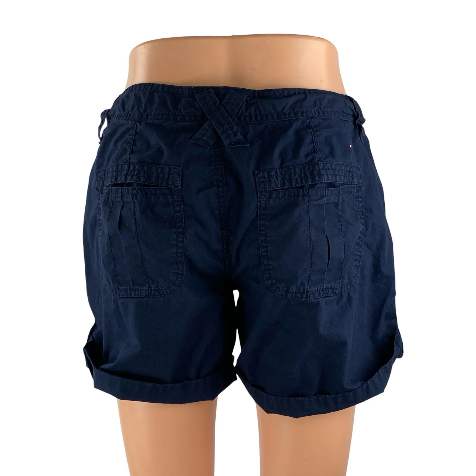 Tommy Hilfiger Women's Navy Blue Tie Cuffed Mid Rise Casual Mini Shorts Size 4 - Image 4