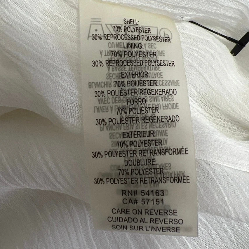 Tommy Hilfiger Women's White Flutter Sleeve Tie Neck Button Shirt Blouse Top S - Image 4