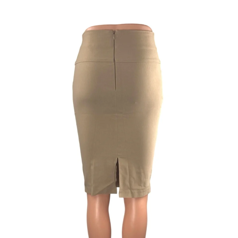 Top 10 USA Women's Beige Khaki High Waist Slit Fitted Pencil Mini Skirt Size XS - Image 3