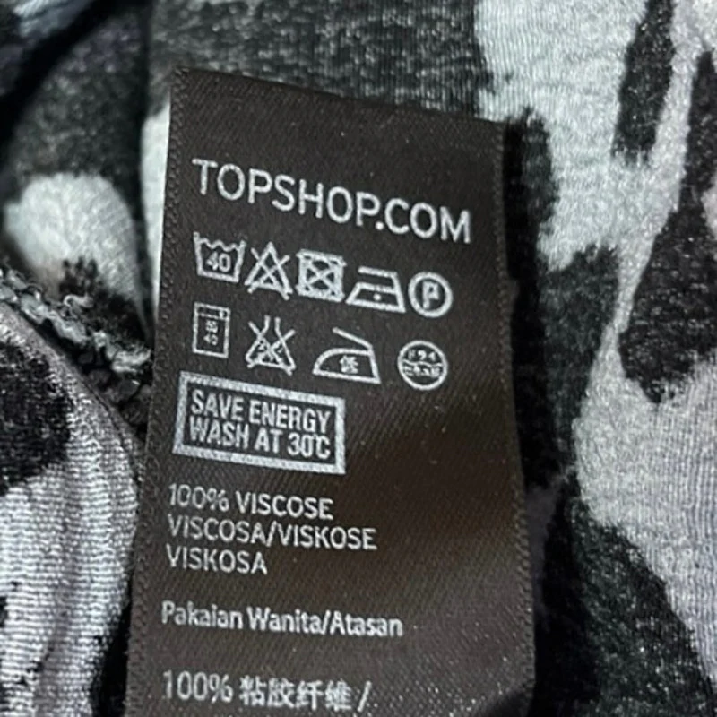 Topshop Black Blue Sleeveless Animal Leopard Print High Neck Blouse Tank Top 6 - Image 4