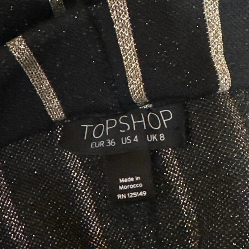 Topshop Black Gold Metallic Striped High Rise Flare Bootcut Bell Bottom Pants 4 - Image 5