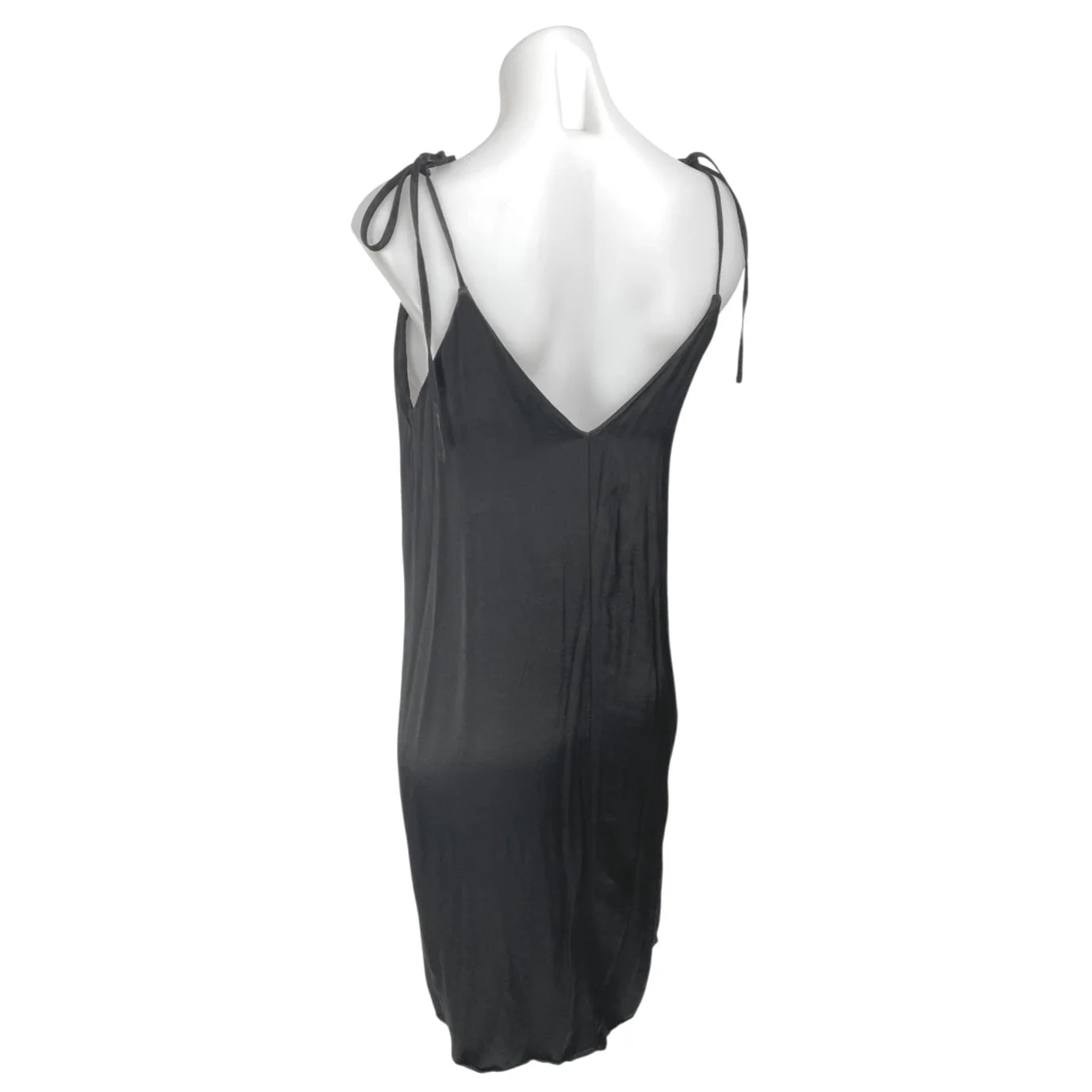 Topshop Black Sleeveless Tie Strap Button Up Cami Tank Mini Slip Dress Size 4 - Image 2