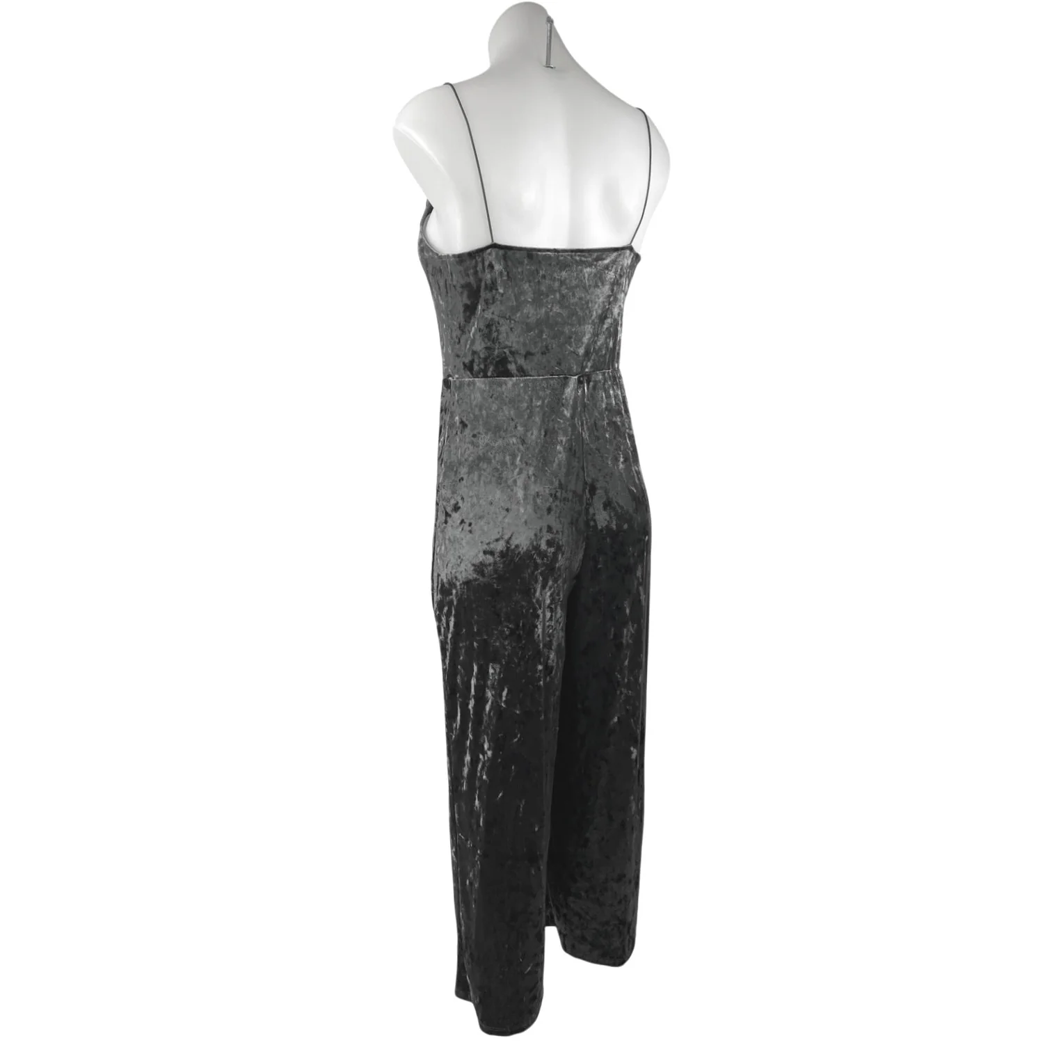 Topshop Black Velvet Velour Sleeveless Cami Wide Leg Overalls Jumpsuit Romper 4 - Image 2