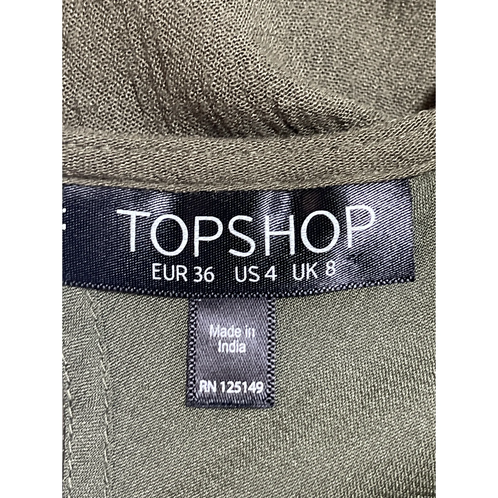 Topshop Dark Olive Green Sleeveless Tiered Cami Tank Blouson Mini Dress Size 4 - Image 3