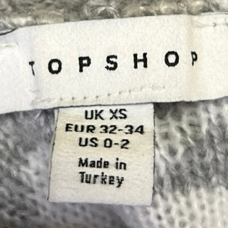 Topshop Gray Zebra Animal Print Turtleneck Cozy Knit Pullover Sweater Top Sz 0-2 - Image 3