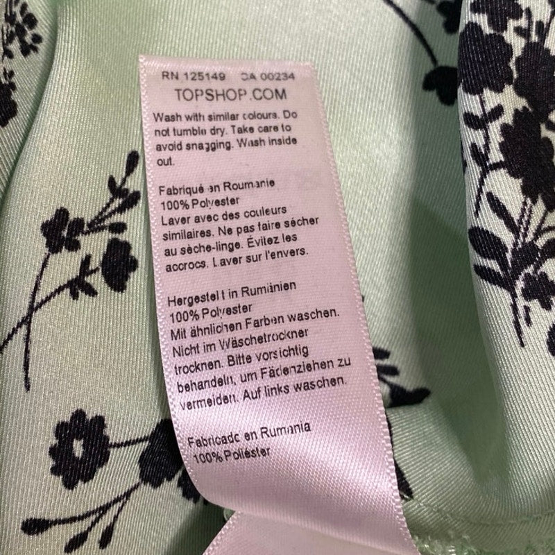 Topshop Green Black Floral Silk Satin Sleeveless Cami Tank Midi Slip Dress Sz 10 - Image 5