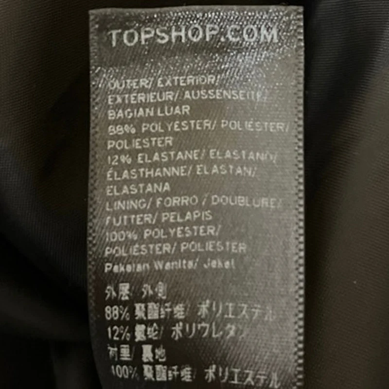 Topshop Navy Blue Zip Up Collar Long Sleeve Flap Pockets Stitch Coat Jacket 12 - Image 5